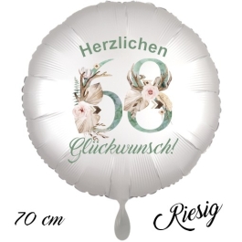 Großer Luftballon zum 68. Geburtstag, Herzlichen Glückwunsch - Boho