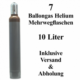 7 Ballongas Helium 10 Liter, 14 Tage Verleih, Mehrwegflaschen