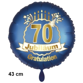 Luftballon aus Folie zum 70. Jahrestag und Jubiläum, 43 cm, blau