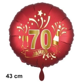 Luftballon aus Folie zum 70. Jahrestag und Jubiläum, 43 cm, rot,  inklusive Helium