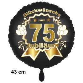 Luftballon aus Folie zum 75. Jahrestag und Jubiläum, 43 cm, schwarz