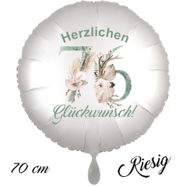 Großer Luftballon zum 76. Geburtstag, Herzlichen Glückwunsch - Boho