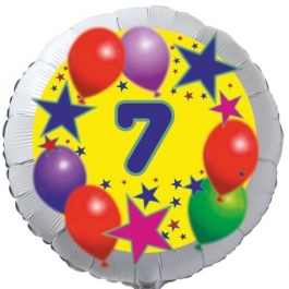 Sterne und Ballons 7, Luftballon aus Folie zum 7. Geburtstag, ohne Ballongas