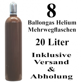 8 Ballongas Helium 20 Liter Mehrwegflaschen