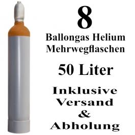 8 Ballongas Helium 50 Liter Mehrwegflaschen