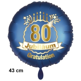 Luftballon aus Folie zum 80. Jahrestag und Jubiläum, 43 cm, blau