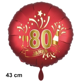 Luftballon aus Folie zum 80. Jahrestag und Jubiläum, 43 cm, rot,  inklusive Helium