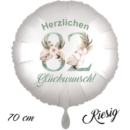 Großer Luftballon zum 82. Geburtstag, Herzlichen Glückwunsch - Boho