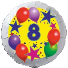 Sterne und Ballons 8, Luftballon aus Folie zum 8. Geburtstag, ohne Ballongas