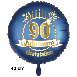 Luftballon aus Folie zum 90. Jahrestag und Jubiläum, 43 cm, blau