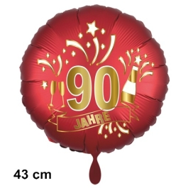 Luftballon aus Folie zum 90. Jahrestag und Jubiläum, 43 cm, rot,  inklusive Helium