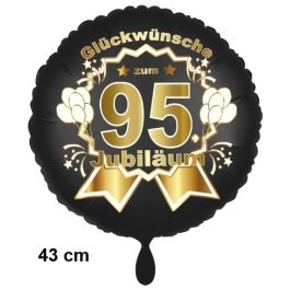 Luftballon aus Folie zum 95. Jahrestag und Jubiläum, 43 cm, schwarz,  inklusive Helium