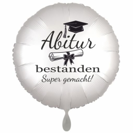 Abitur bestanden - Super gemacht! Weißer Luftballon 45 cm rund