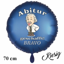 Abitur geschafft! BRAVO. Großer Ballon aus Folie, blau, 70 cm