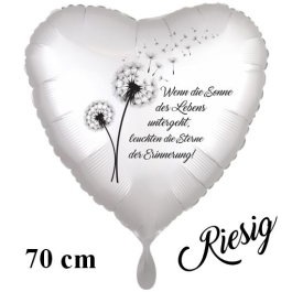 Wenn die Sonne des Lebens untergeht, leuchten die Sterne der Erinnerung! Herzluftballon. 70 cm inklusive Helium