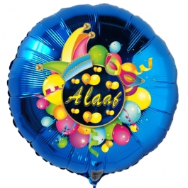 Alaaf, Luftballon aus Folie, Folienballon mit Ballongas, Rundballon blau zu Karneval