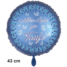 Alles Liebe zur Taufe. Luftballon aus Folie, 43cm, satin de luxe, blau