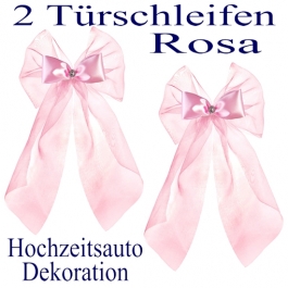 Autodekoration Hochzeit, 2 Türschleifen in Rosa