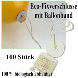 Öko-Ballonverschlusse mit Bändern, 100 Stück