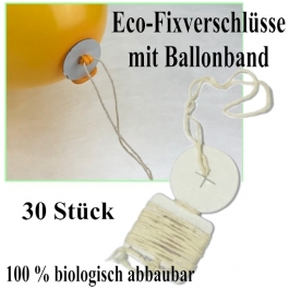 Öko-Ballonverschlüsse mit Bändern, 30 Stück