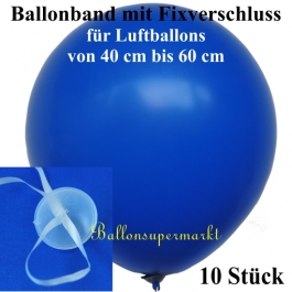 Ballonband mit Fixverschluss, für Luftballons von 40 cm bis 60 cm, 10 Stück