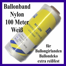 Ballonband Nylon, 100 Meter Rolle, extrem reißfest, für Luftballons, Ballongirlanden und Ballondekoration