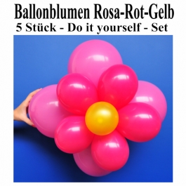 Ballonblumen-Rosa-Rot-Gelb-5-Stueck-Do-it-yourself-Set