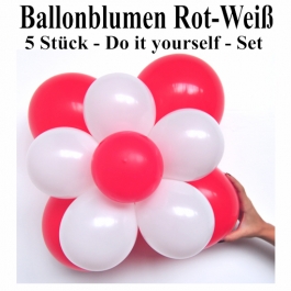 Ballonblumen-Rot-Weiß-5-Stueck-Do-it-yourself-Set