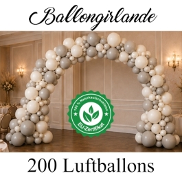 Ballongirlande Vintage White Sand and Vintage Stone, 200 Luftballons