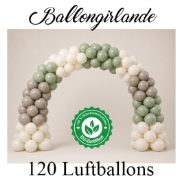 Ballongirlande Vintage: White Sand, Eukalyptus, Stone