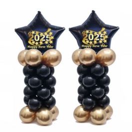 Ballondeko zu Silvester in Schwarz-Gold Happy New Year