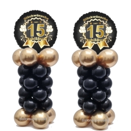 Ballondeko zum 15. Jubiläum ind Schwarz-Gold