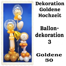 Ballondekoration Goldene Hochzeit 3, 50. Jubiläum, Goldene 50