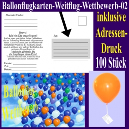 Ballonflugkarte für den Ballonflug-Wettbewerb mit Adressendruck