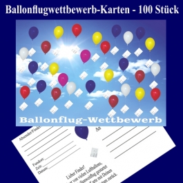 Ballonflugwettbewerbkarten, Postkarten für Luftballons, Ballonweitflug, Ballonmassenstartkarten, 100 Stück