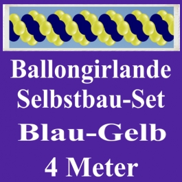 Girlande aus Luftballons, Ballongirlande Selbstbau-Set, Blau-Gelb, 4 Meter