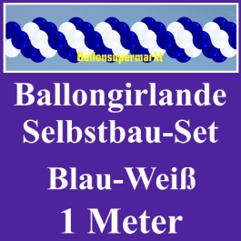 Girlande aus Luftballons, Ballongirlande Selbstbau-Set, Blau-Weiß, 1 Meter