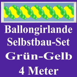 Girlande aus Luftballons, Ballongirlande Selbstbau-Set, Grün-Gelb, 4 Meter