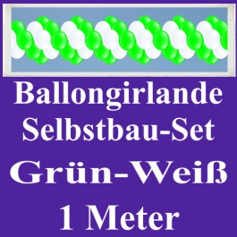 Girlande aus Luftballons, Ballongirlande Selbstbau-Set, Grün-Weiß, 1 Meter