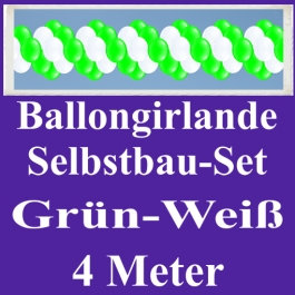 Girlande aus Luftballons, Ballongirlande Selbstbau-Set, Grün-Weiß, 4 Meter