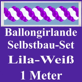 Girlande aus Luftballons, Ballongirlande Selbstbau-Set, Lila-Weiß, 1 Meter