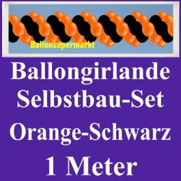 Girlande aus Luftballons, Ballongirlande Selbstbau-Set, Orange-Schwarz, 1 Meter