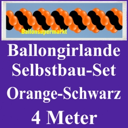 Girlande aus Luftballons, Ballongirlande Selbstbau-Set, Orange-Schwarz, 4 Meter