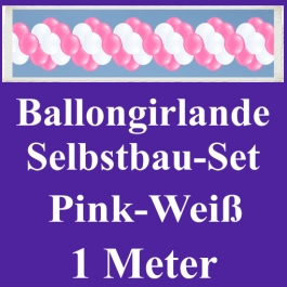 Girlande aus Luftballons, Ballongirlande Selbstbau-Set, Pink-Weiß, 1 Meter