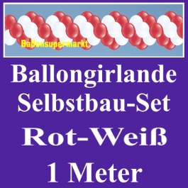 Girlande aus Luftballons, Ballongirlande Selbstbau-Set, Rot-Weiß, 1 Meter