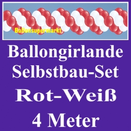 Girlande aus Luftballons, Ballongirlande Selbstbau-Set, Rot-Weiß, 4 Meter