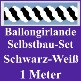 Girlande aus Luftballons, Ballongirlande Selbstbau-Set, Schwarz-Weiß, 1 Meter