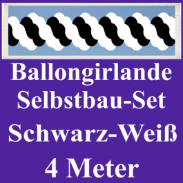 Girlande aus Luftballons, Ballongirlande Selbstbau-Set, Schwarz-Weiß, 4 Meter