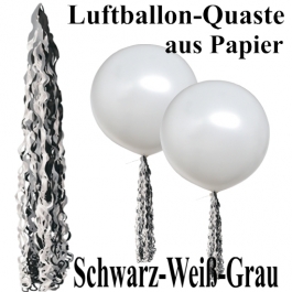 Ballonquaste aus Papier Schwarz, Weiß, Grau