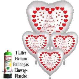 Mini Ballons Helium Set Valentinstag "Du bist mein Glück"